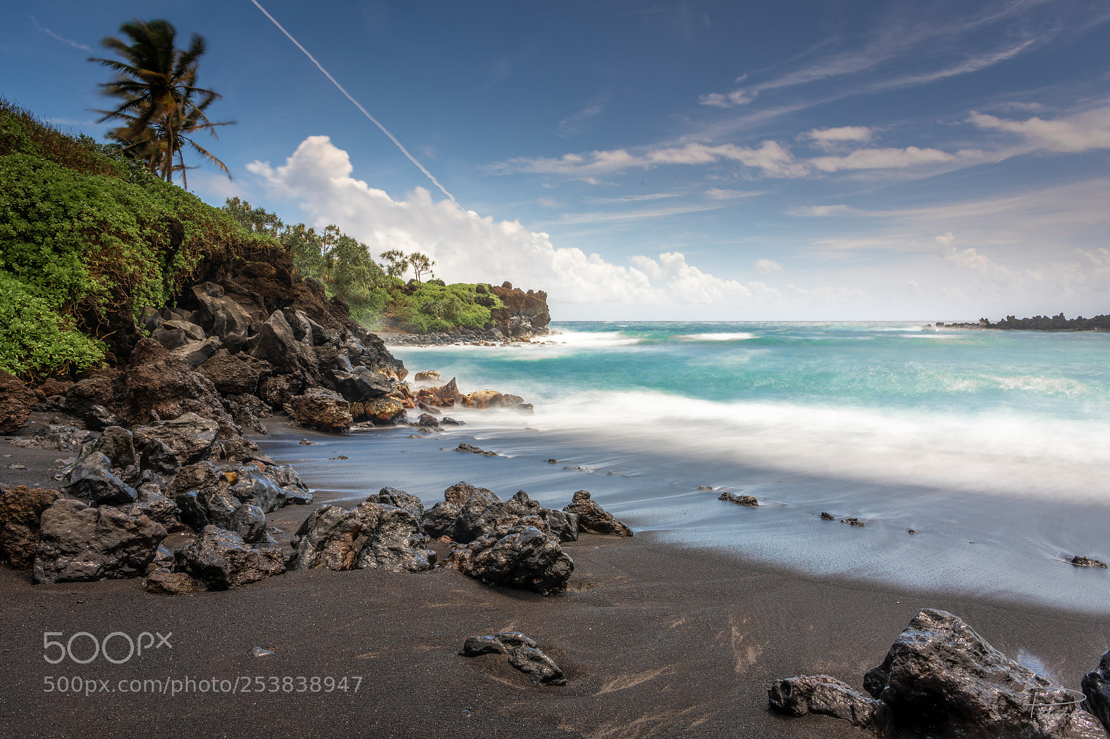 Nikon D850 sample photo. Black sand beach photography