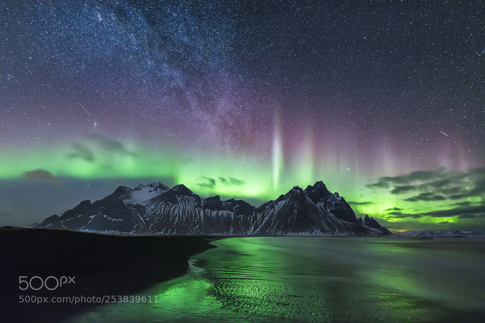Nikon D850 sample photo. Milkyway and aurora at photography