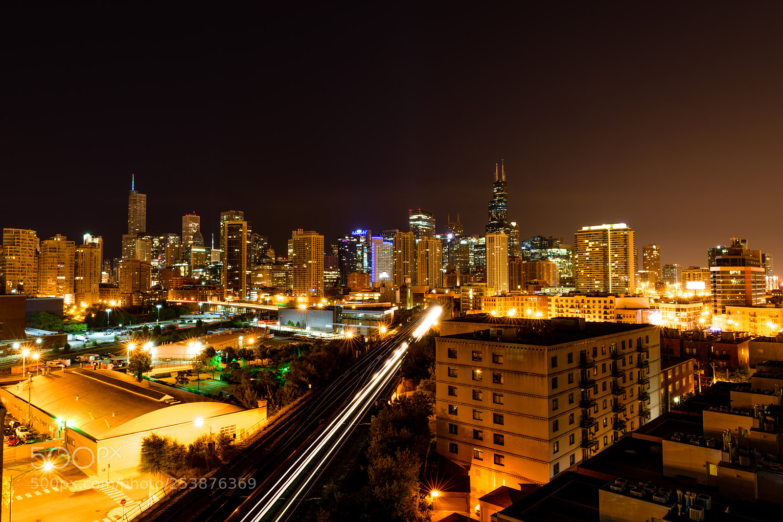 Nikon D810 sample photo. Chicago skyline illuminated photography