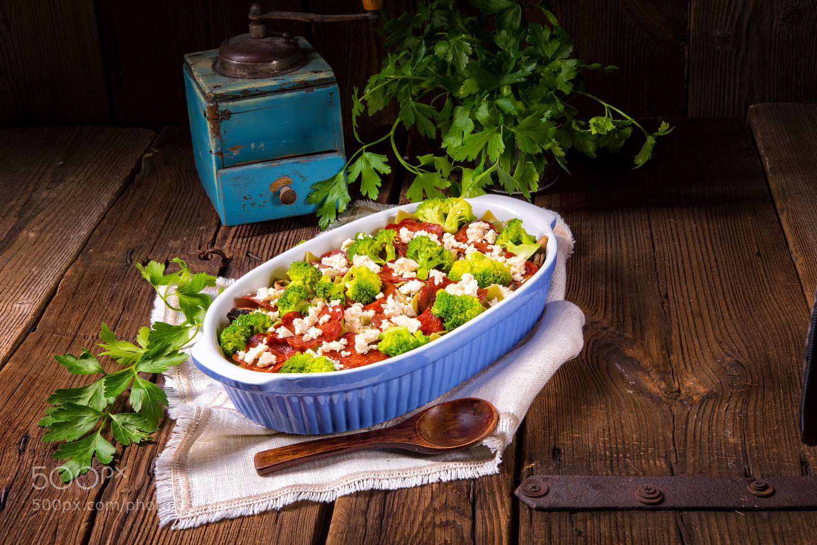 Nikon D810 sample photo. Pasta casserole with chorizo photography