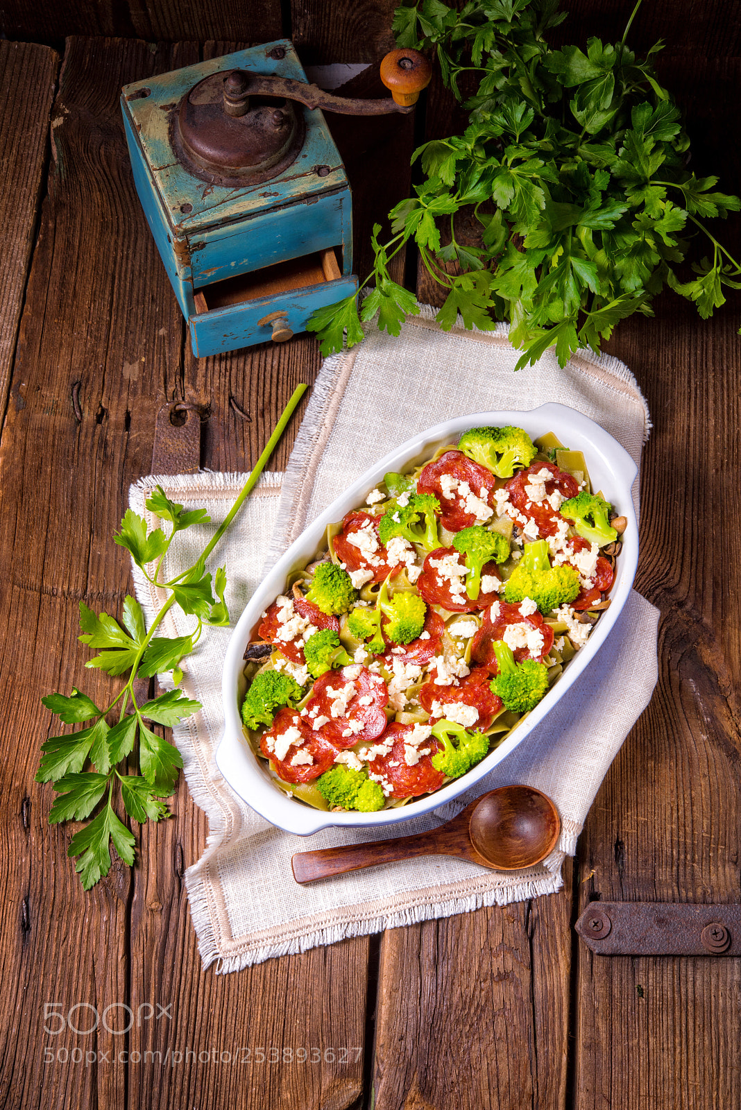 Nikon D810 sample photo. Pasta casserole with chorizo photography