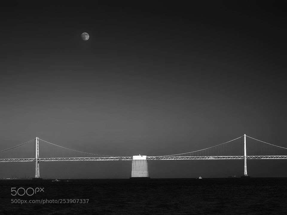 Olympus OM-D E-M5 sample photo. Moonrise, bay bridge, san photography