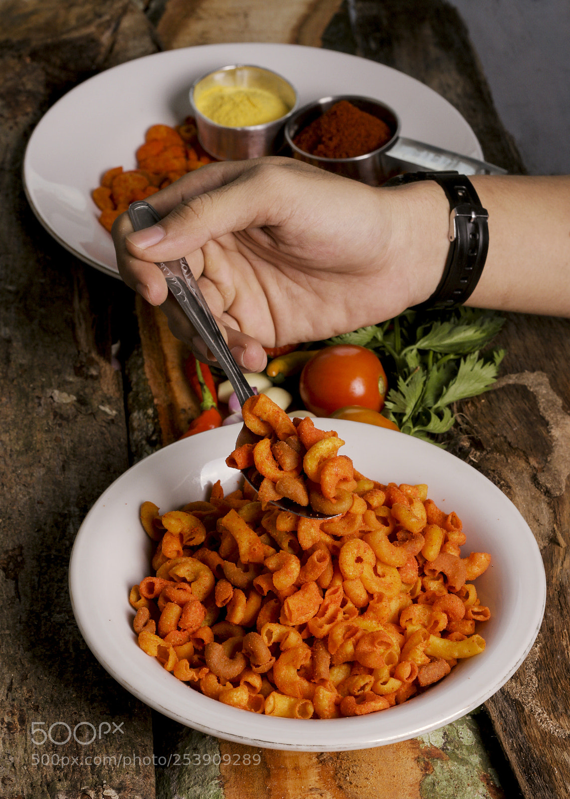 Canon EOS 7D sample photo. Spicy crunch macaroni with photography