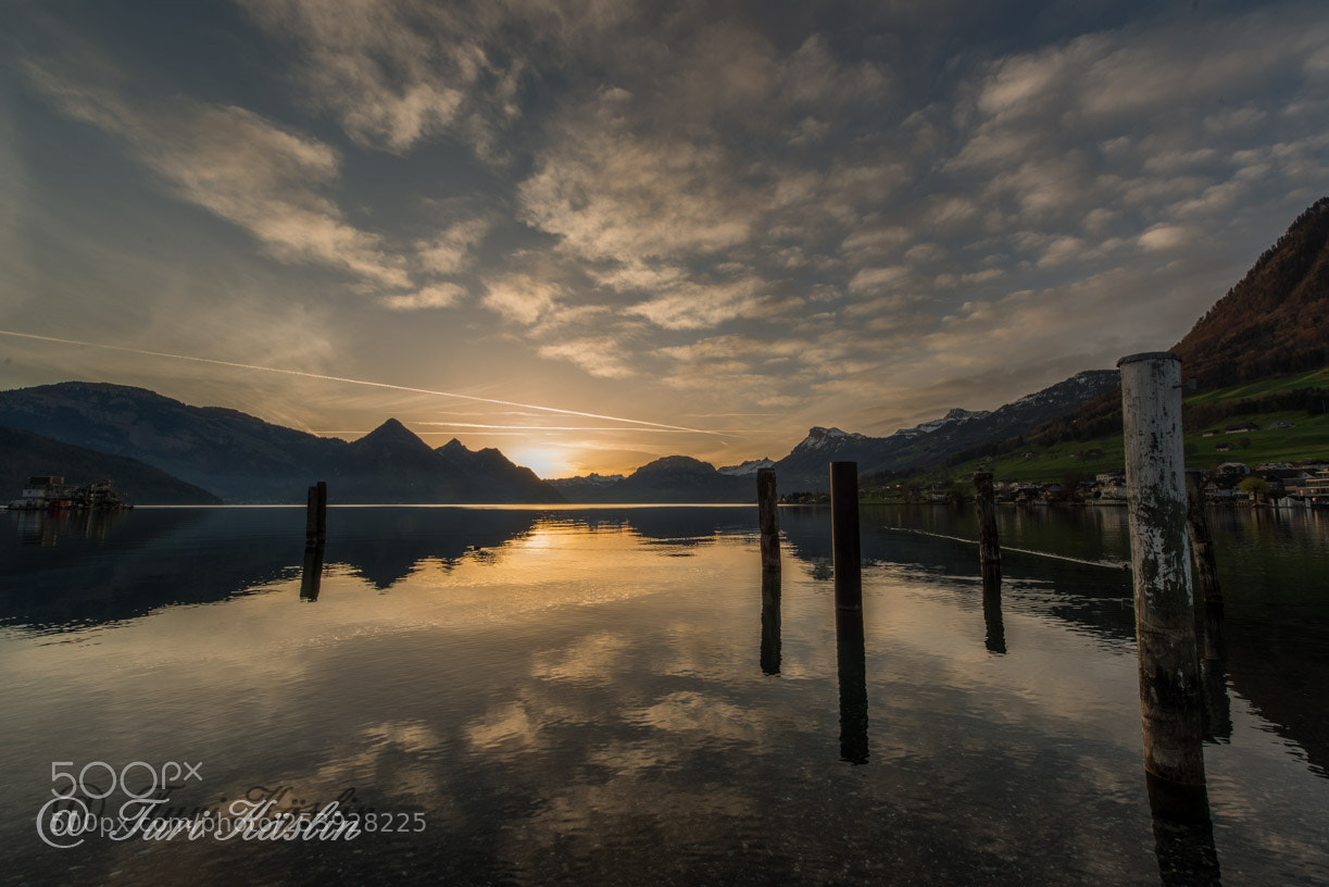 Nikon D800E sample photo. Sunrise on lake lucerne photography