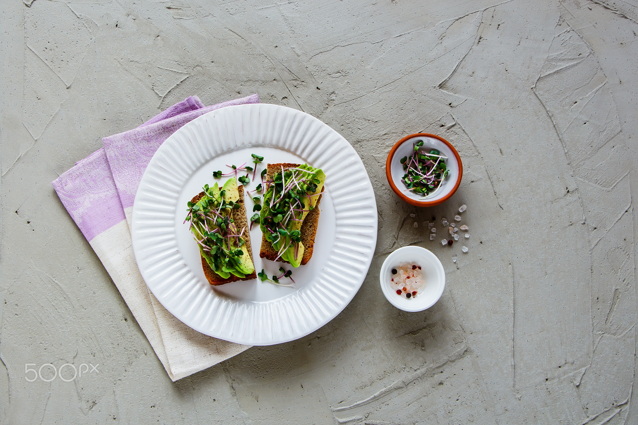 Avocado toasts on plate