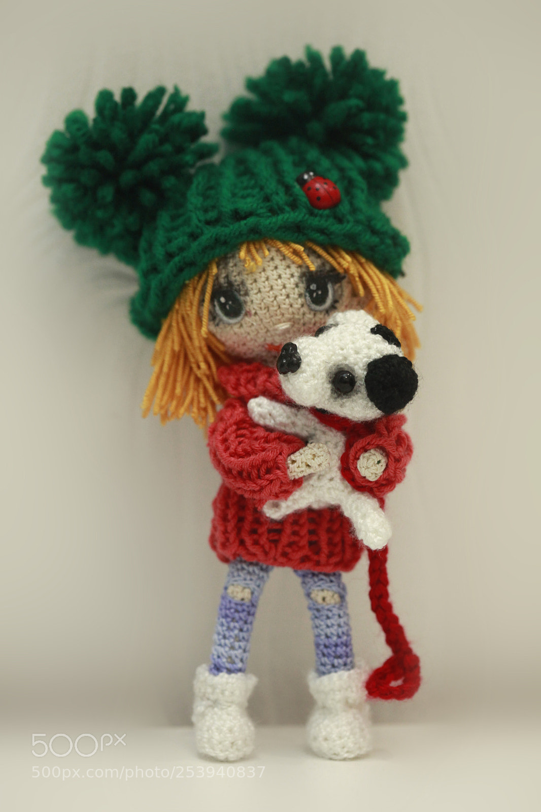 Canon EOS 5D Mark II sample photo. Crocheting doll with puppy photography