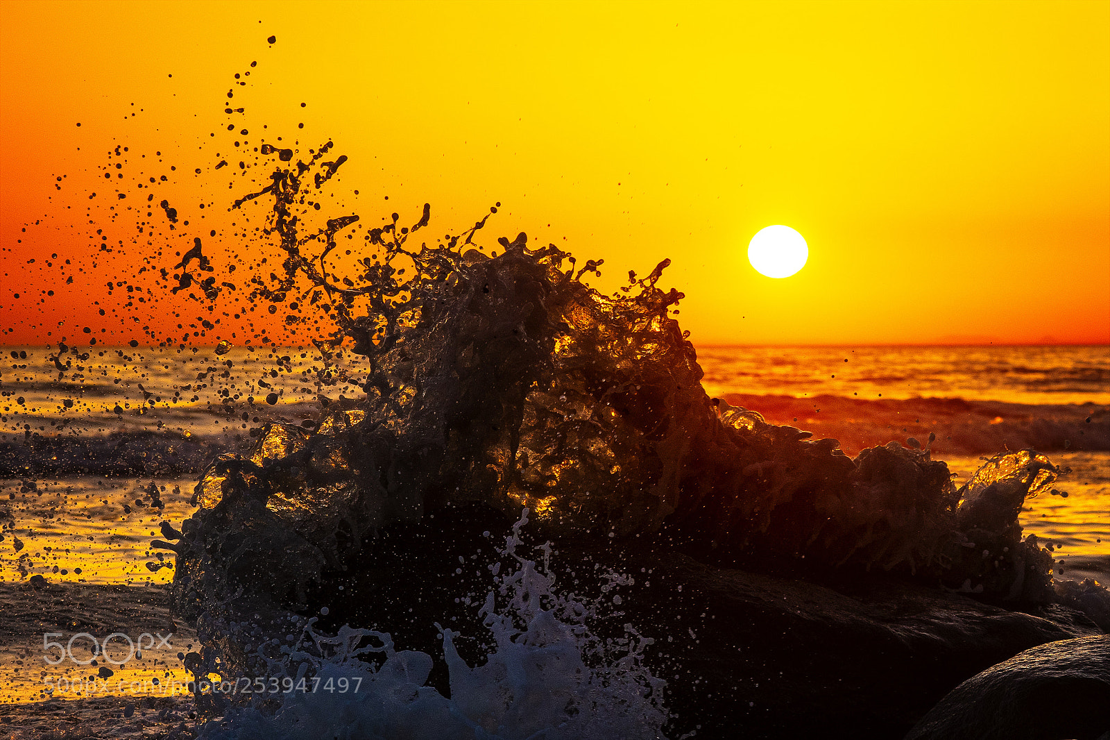 Nikon D500 sample photo. Waves crash at sunset photography