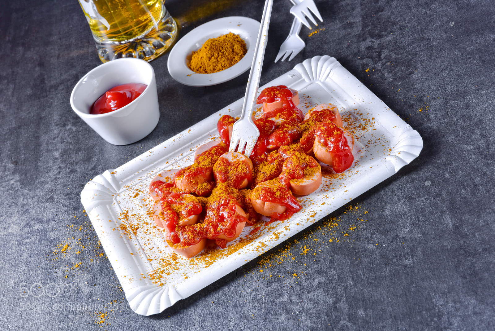 Nikon D810 sample photo. Curry bockwurst with beer photography