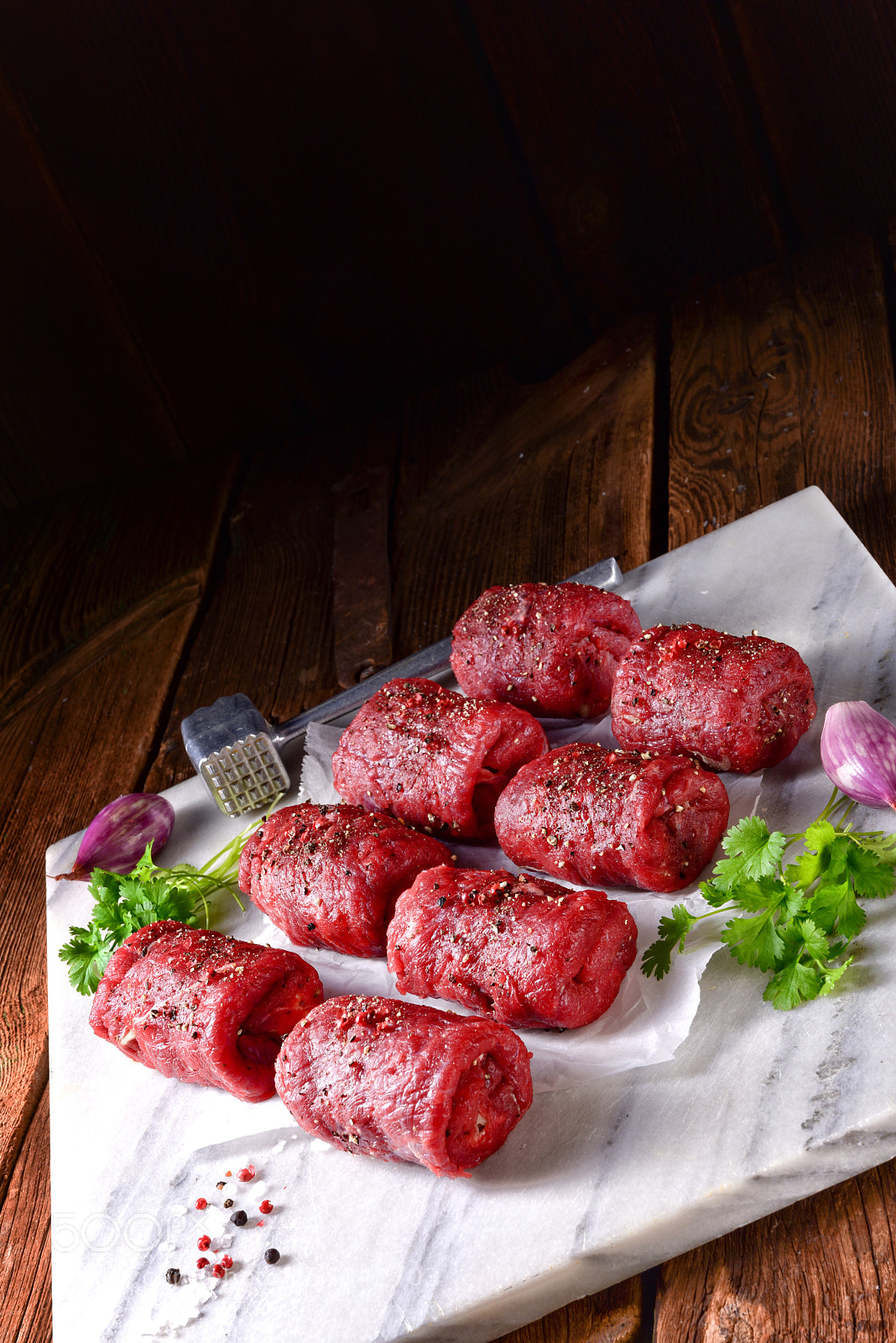 Nikon D810 sample photo. Fresh raw beef roulades photography