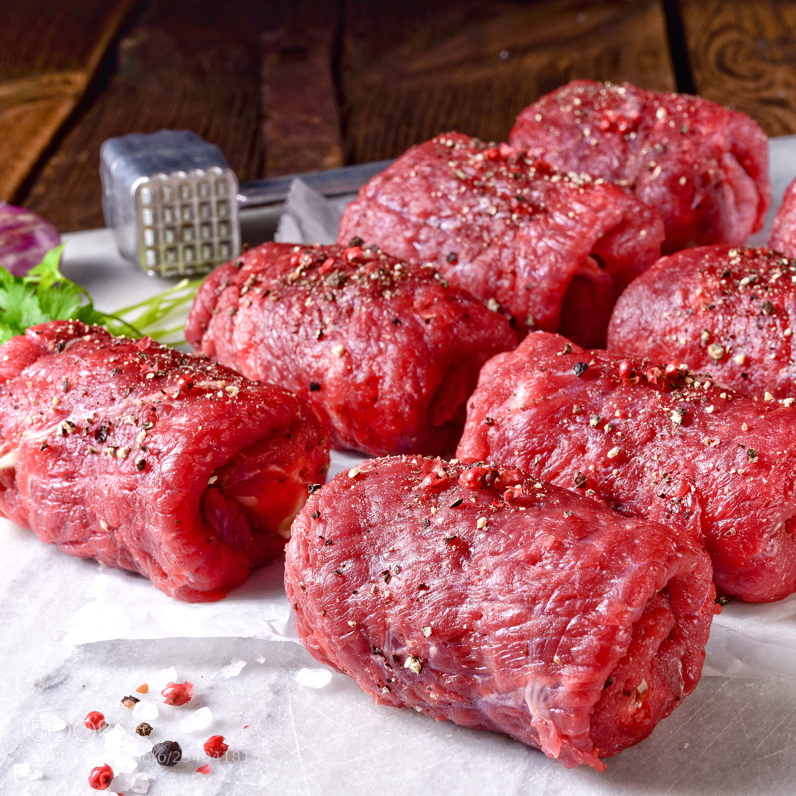 Nikon D810 sample photo. Fresh raw beef roulades photography