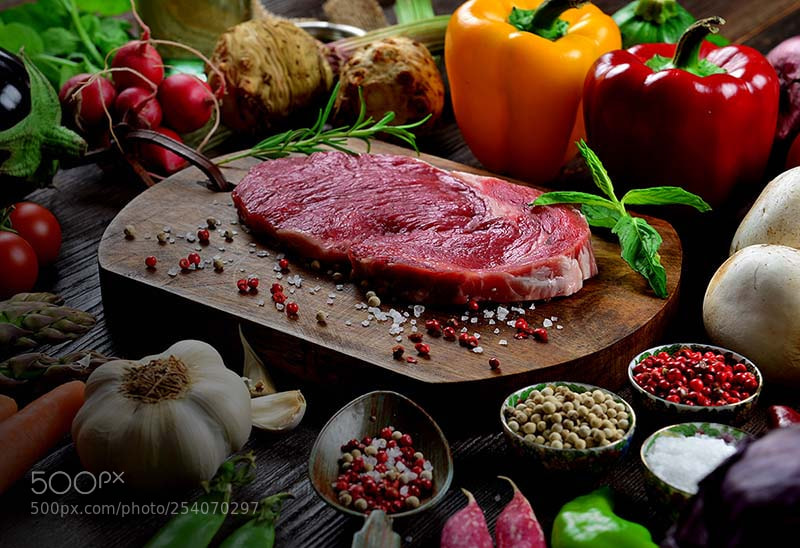 Nikon D800 sample photo. Steak vegetables, herbs and photography