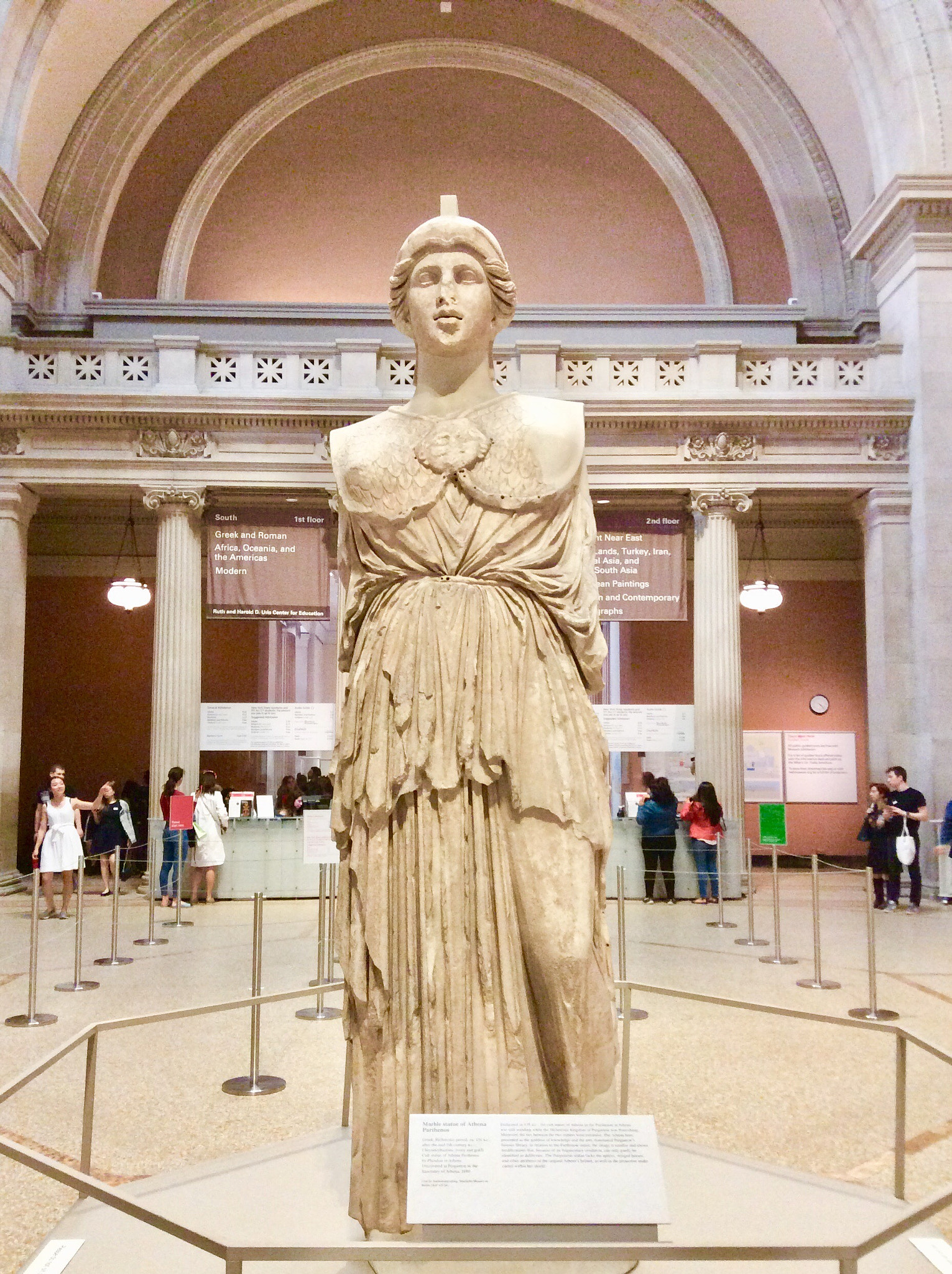 Apple iPad mini 2 sample photo. Marble statue of athena parthenos at the entrance of the met photography