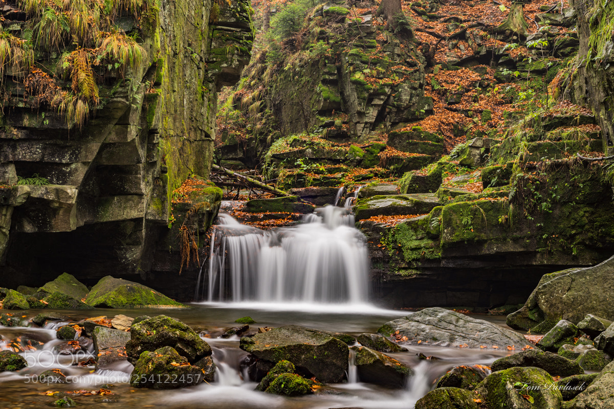 Nikon D600 sample photo. Autumn waterfalls with stones photography
