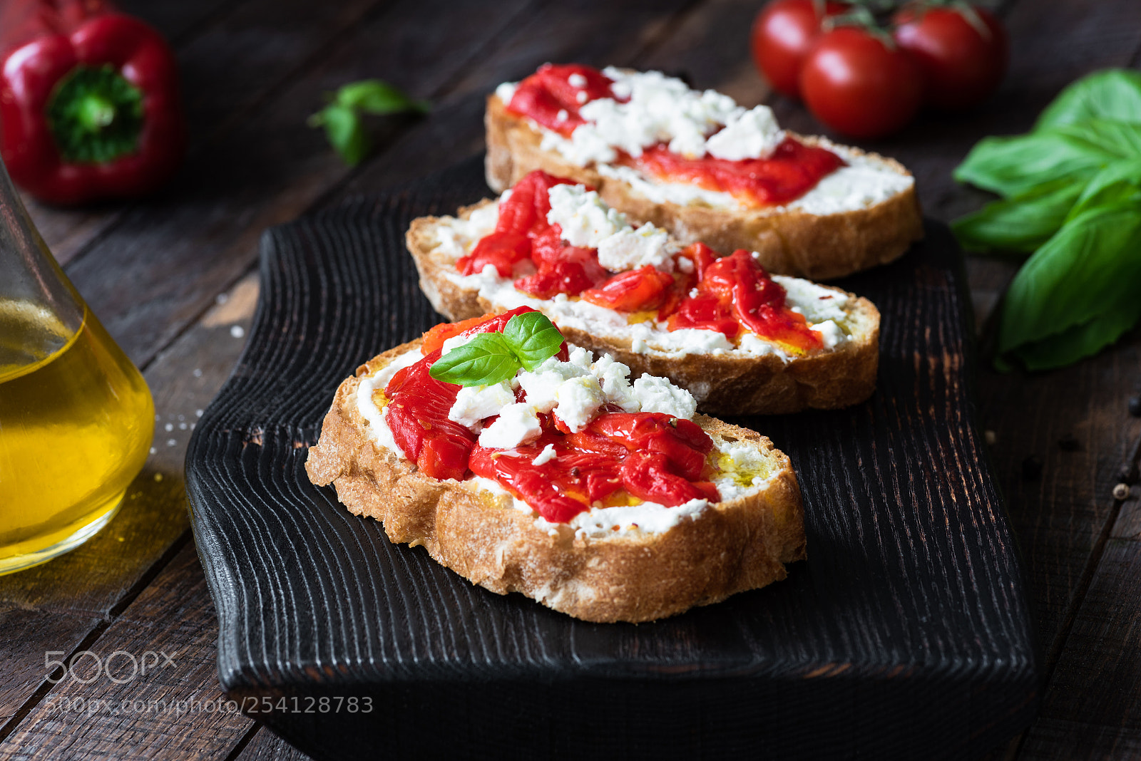 Nikon D810 sample photo. Bruschetta with roasted pepper photography