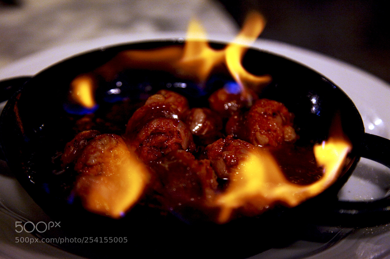 Canon EOS 5D Mark II sample photo. Flaming meatballs photography