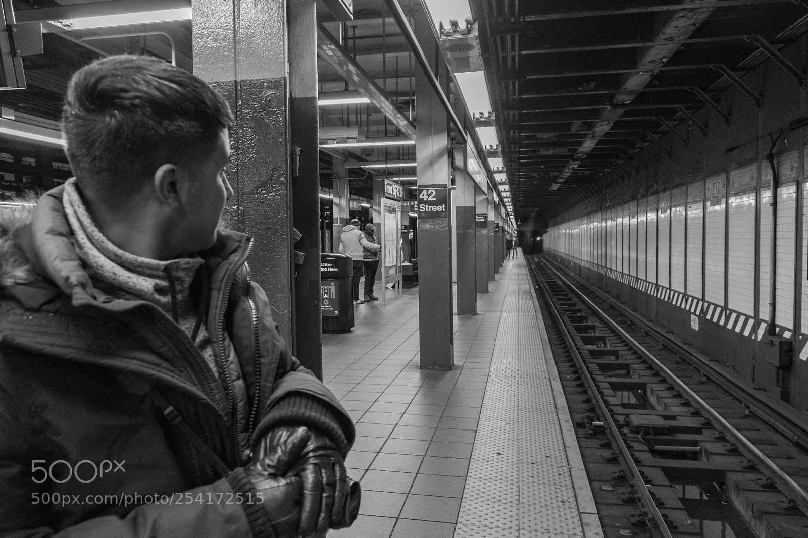 Nikon D3300 sample photo. Bw waiting for train photography