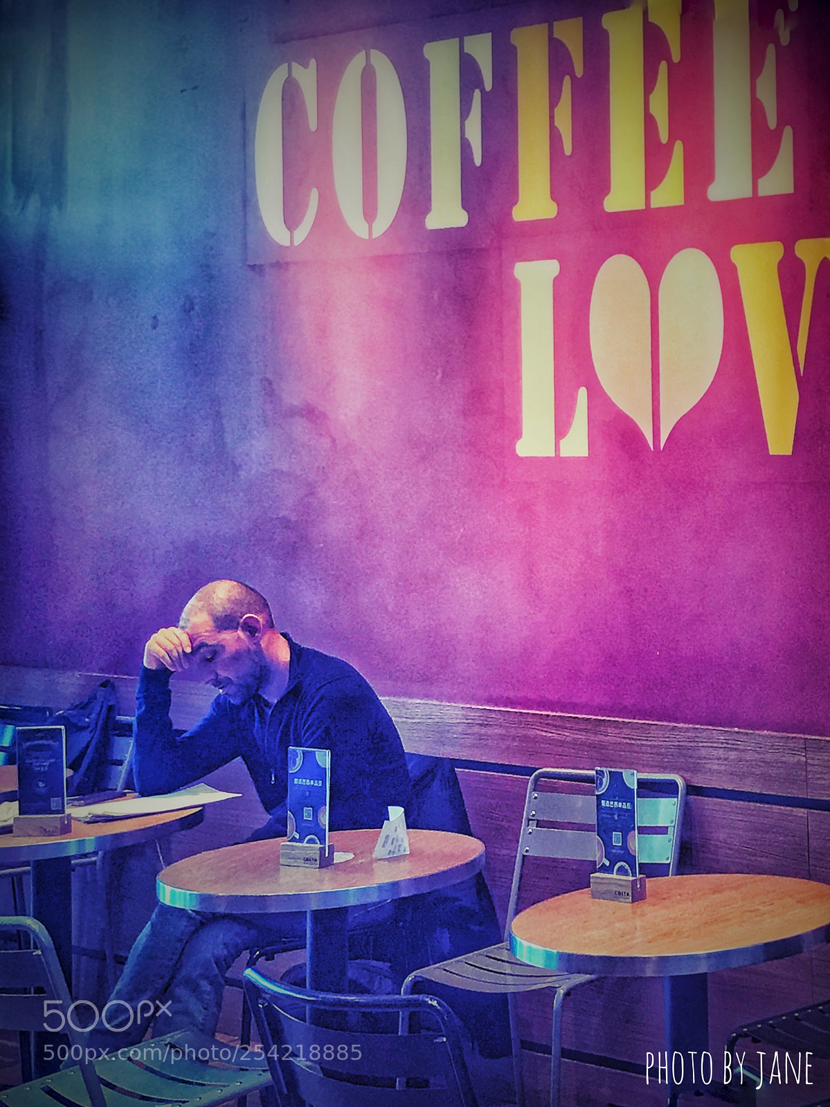 Apple iPhone 7 sample photo. Man and coffee shop photography