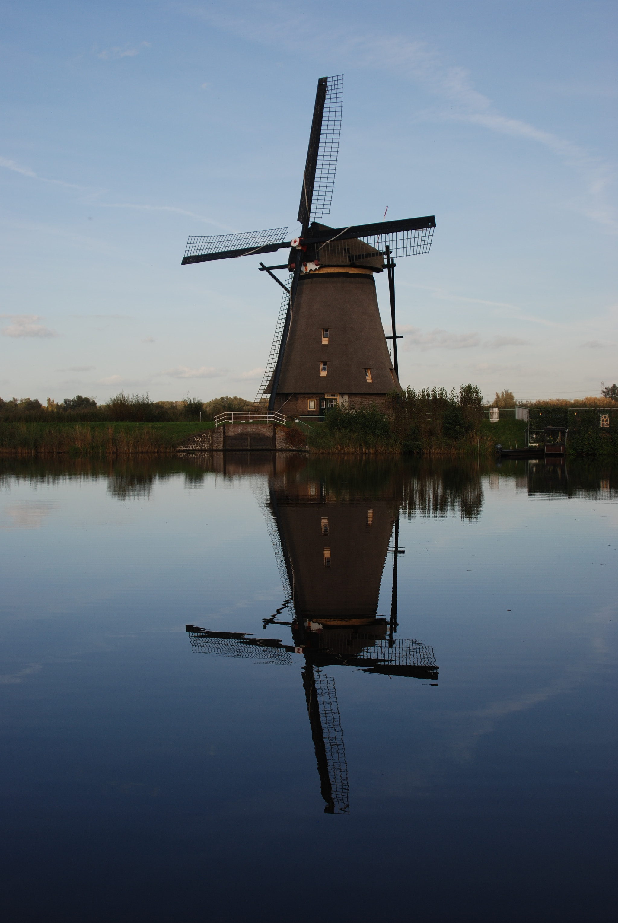 Nikon D80 sample photo. Reflection of windmill at dusk photography