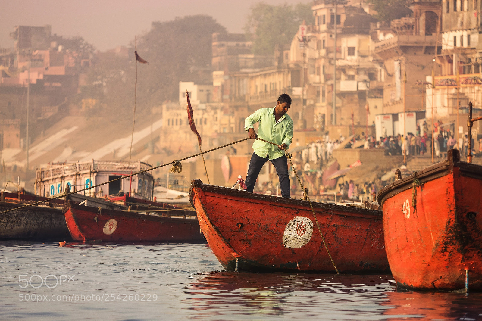 Olympus OM-D E-M5 II sample photo. Boatman in varanasi, india photography