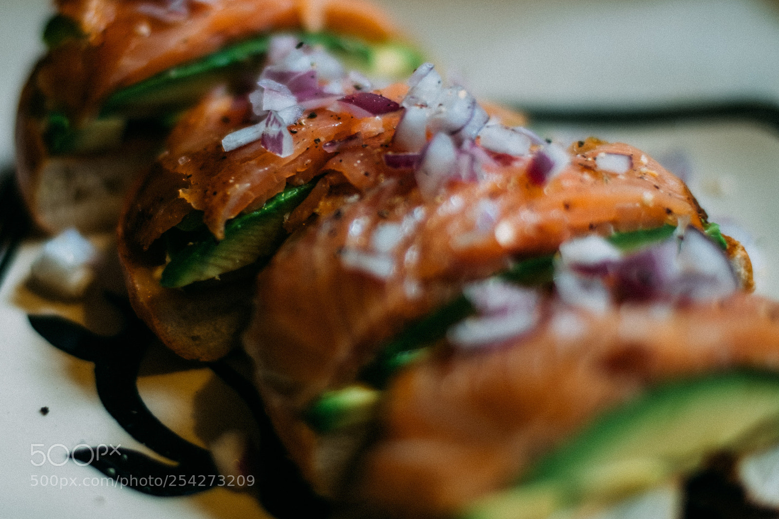 Fujifilm X-E2S sample photo. Smoked salmon w avocado photography