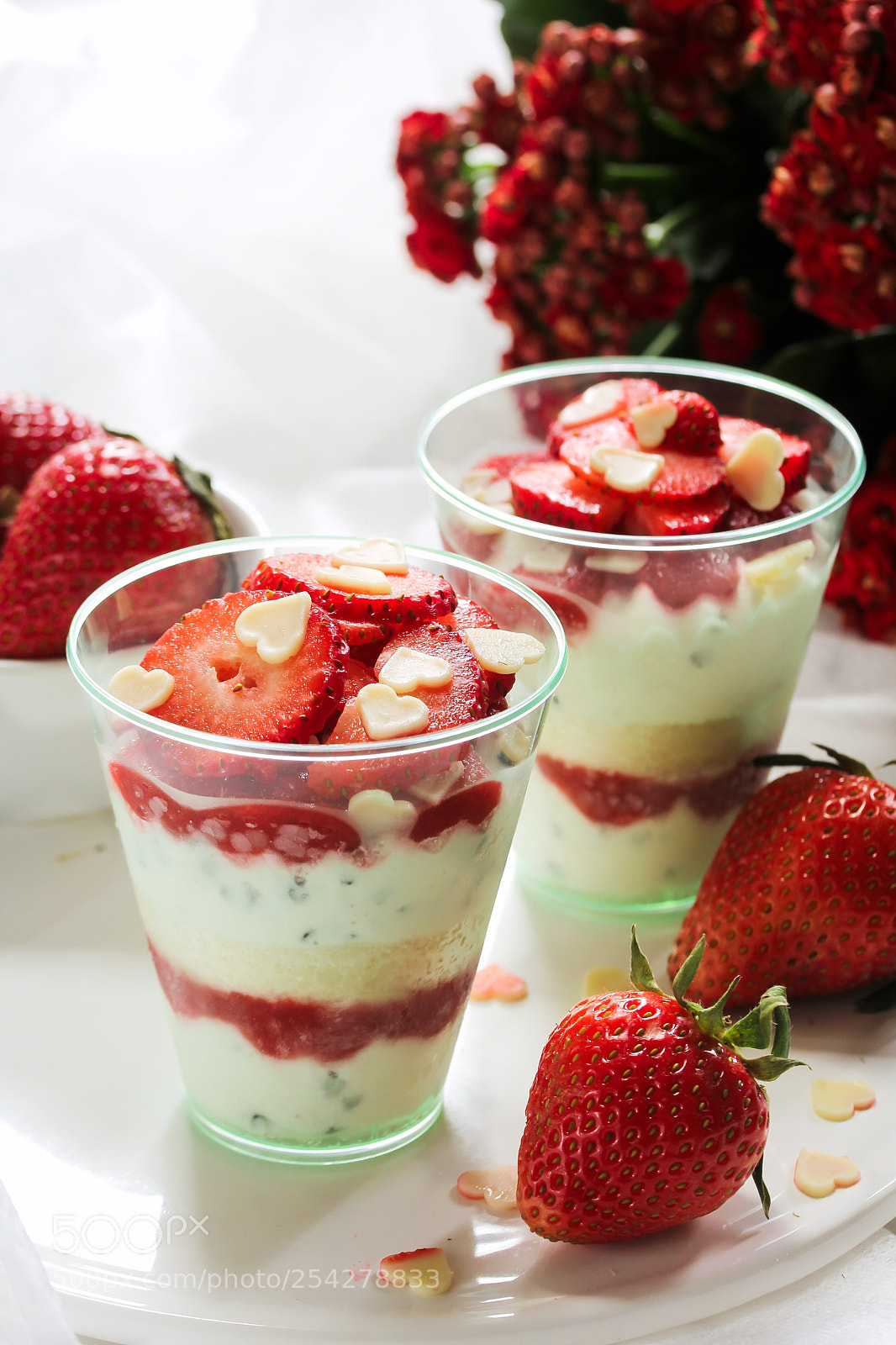 Canon EOS 60D sample photo. Strawberry mousse cups photography