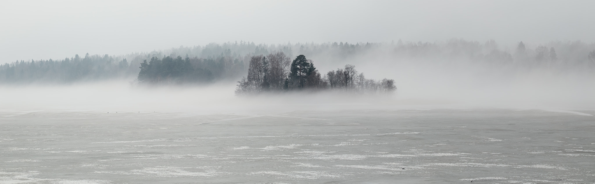 Canon EF 24-105mm F4L IS USM sample photo. Wintery fog over the frozen bay photography