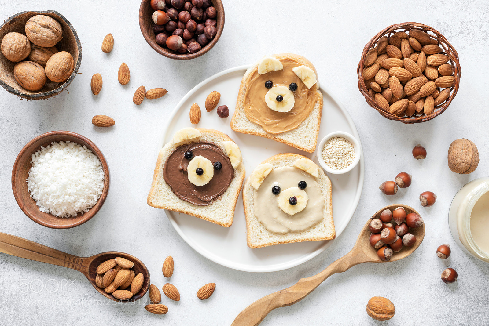 Nikon D810 sample photo. Nut butter banana toast photography