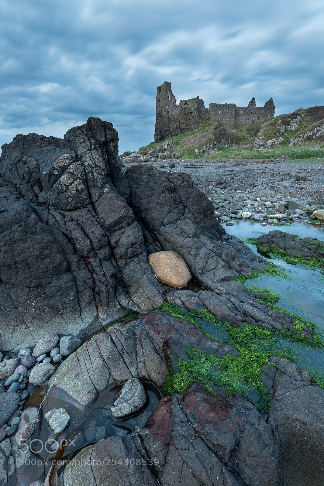 Nikon D850 sample photo. Dunure castle twilight photography
