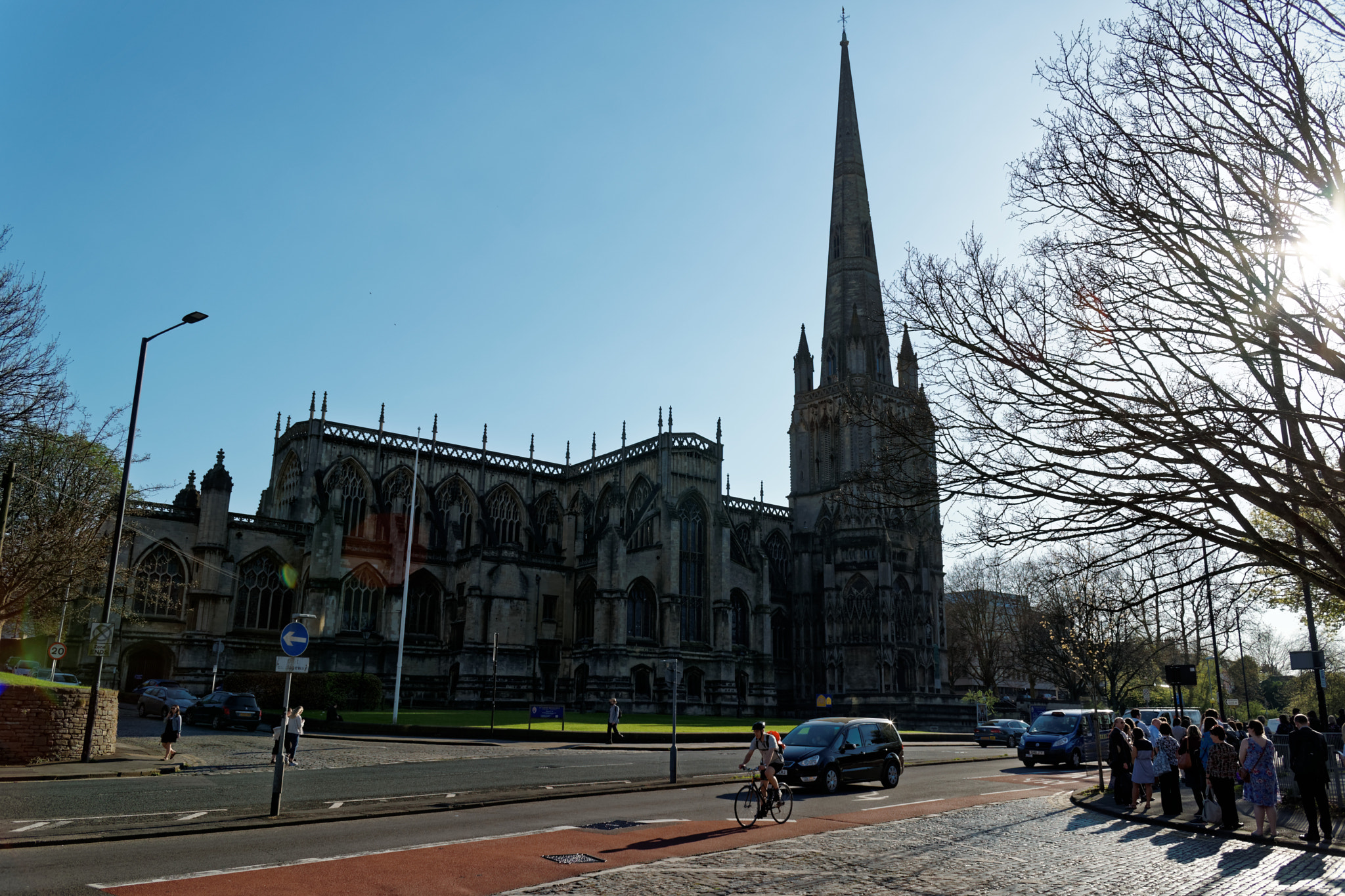 Sony Alpha DSLR-A900 sample photo. Bus queues and bicycles photography