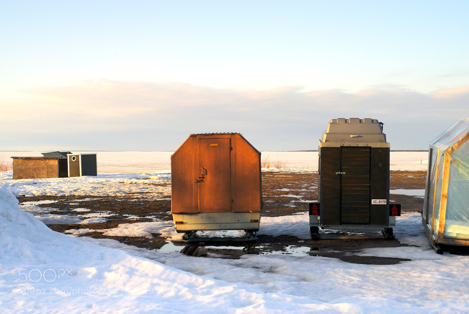 Pentax K-1 sample photo. Fishing huts on skis photography