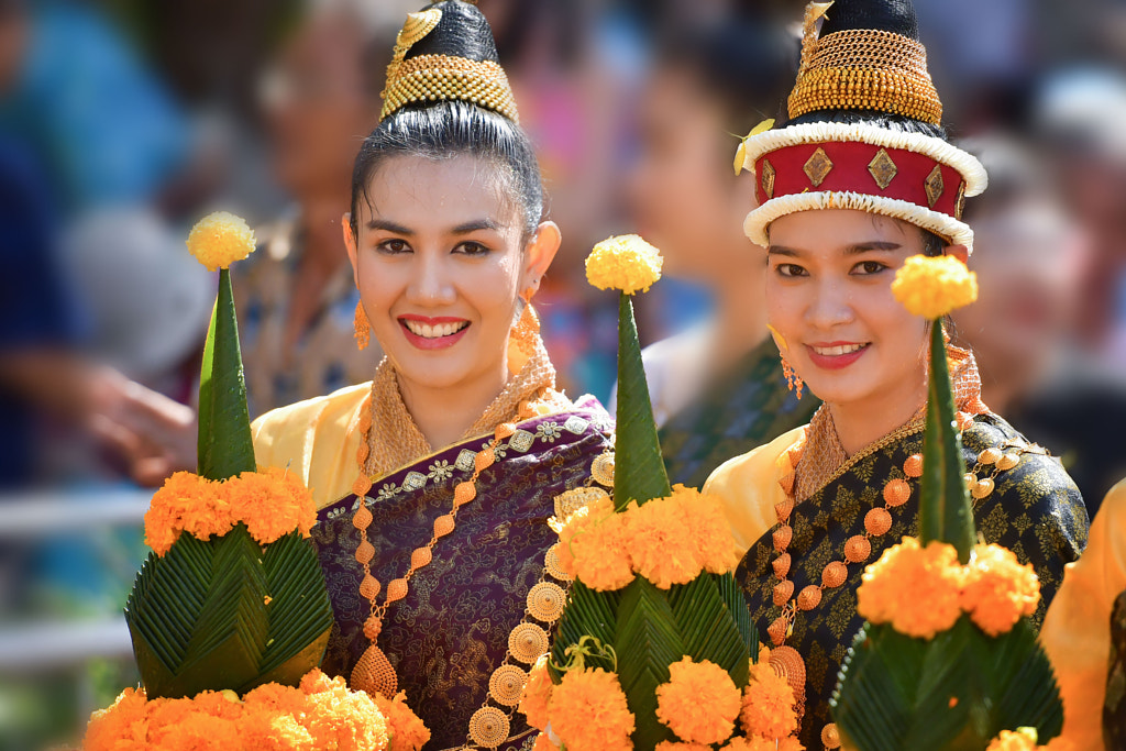 Songkran festival Lao girl in Luang Prabang by SIRISAK BAOKAEW / 500px