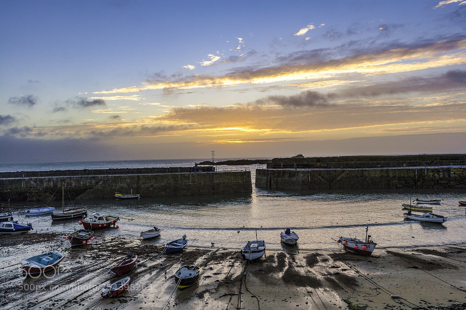 Canon EOS 30D sample photo. Sunrise over mousehole harbour photography
