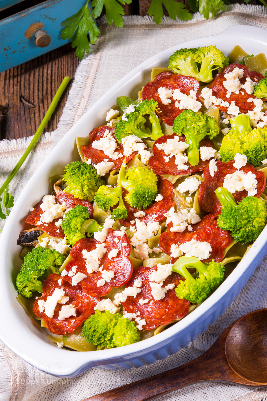 Nikon D810 sample photo. Pasta casserole with chorizo photography