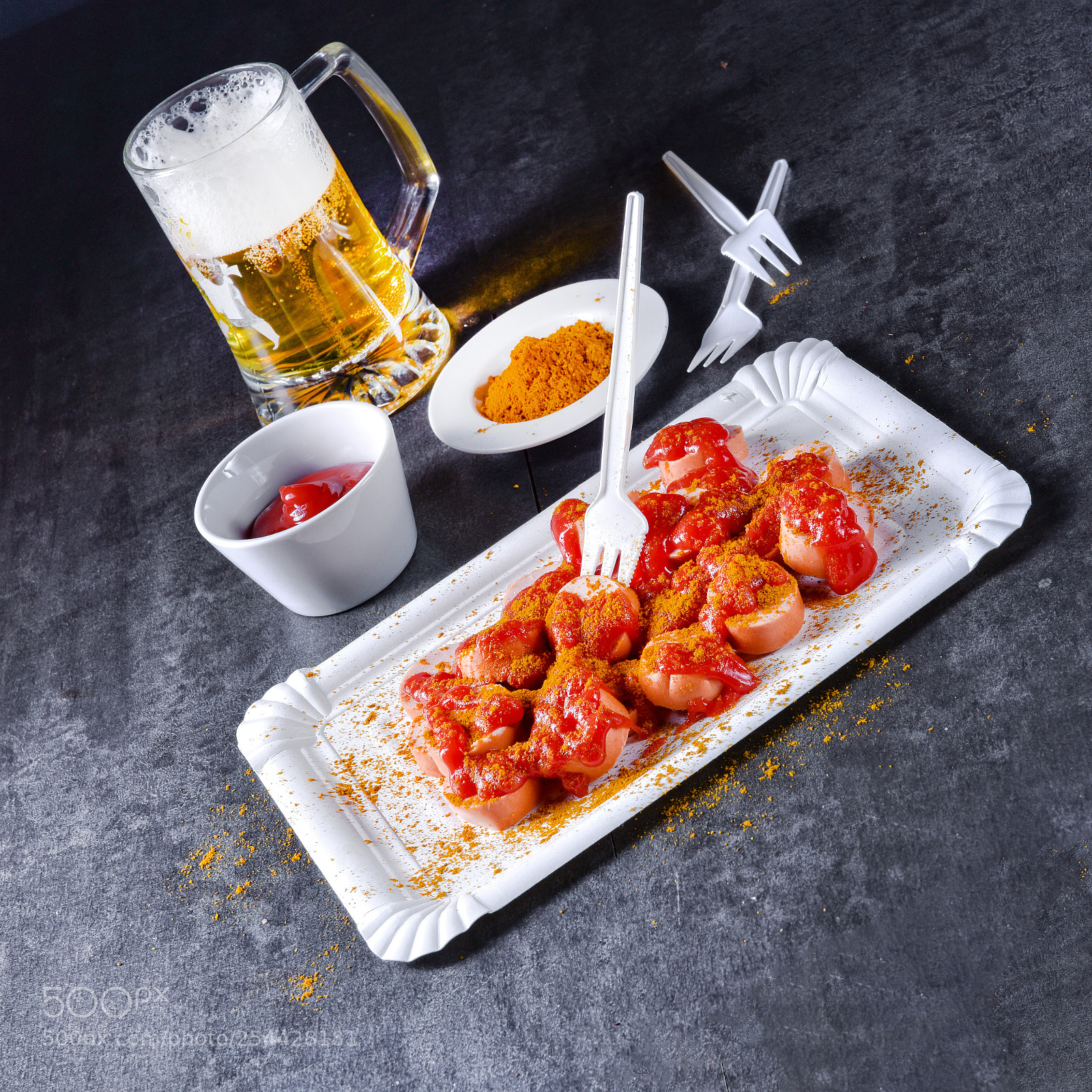 Nikon D810 sample photo. Curry bockwurst with beer photography
