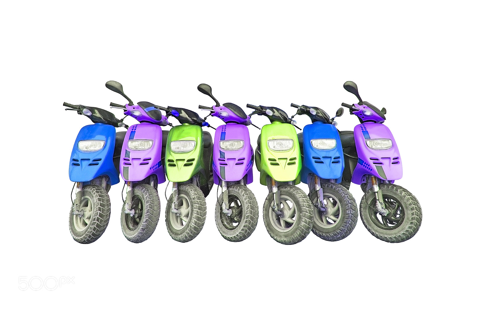 Nikon D7100 sample photo. Seven colorful scooters photography
