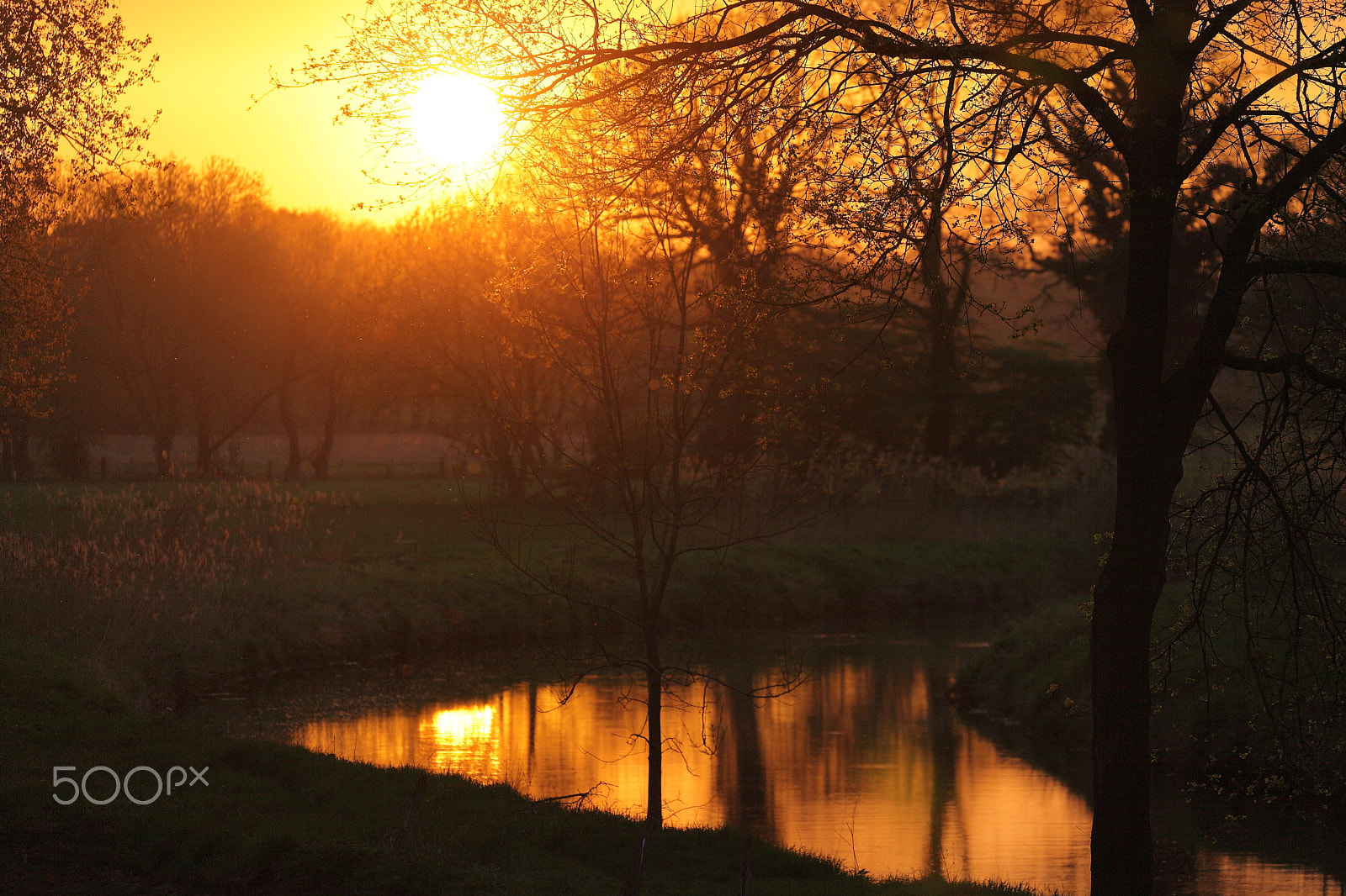Canon EF 70-300mm F4-5.6L IS USM sample photo. Sundown over river vechte photography