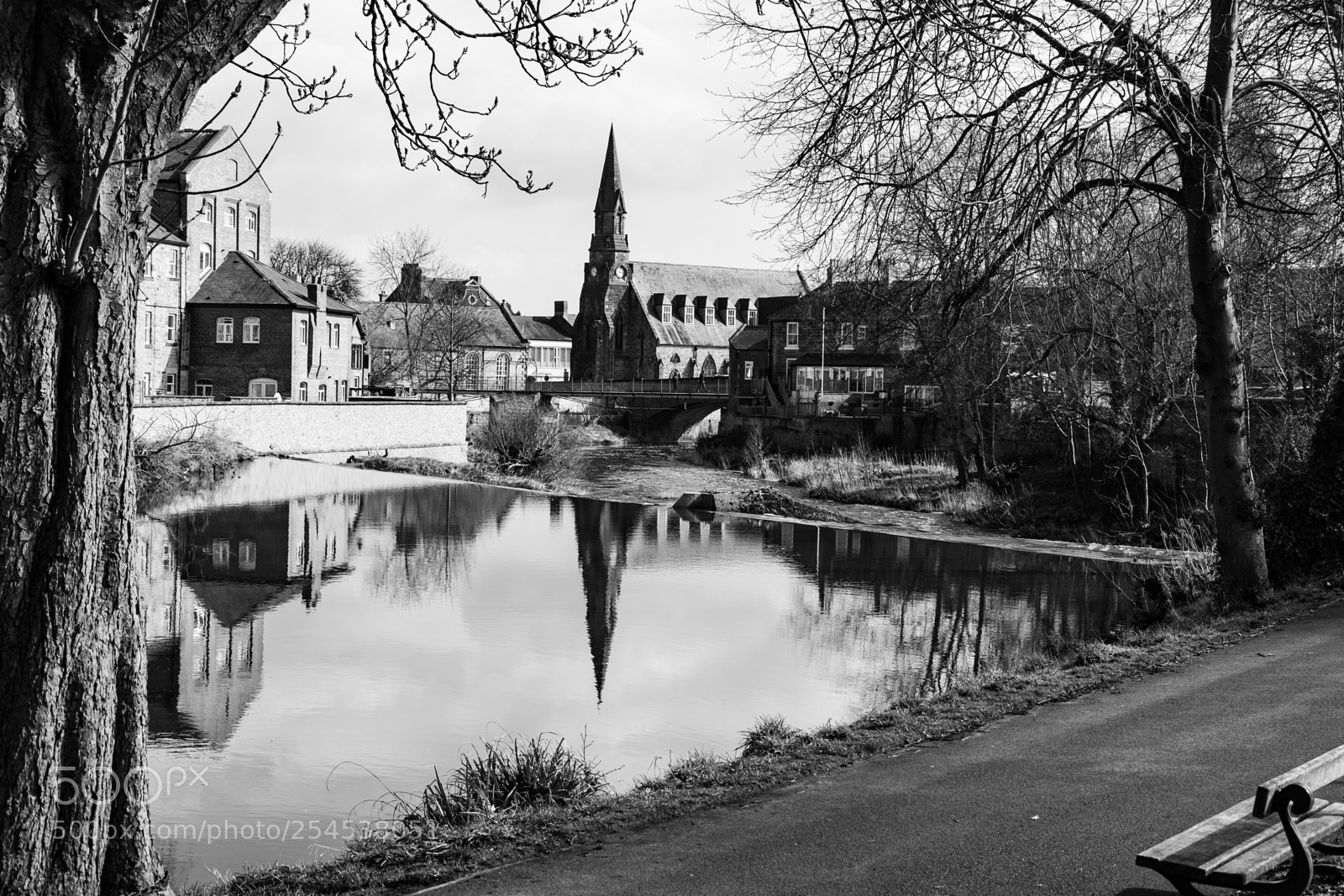 Canon EOS 7D Mark II sample photo. Morpeth weir & church photography
