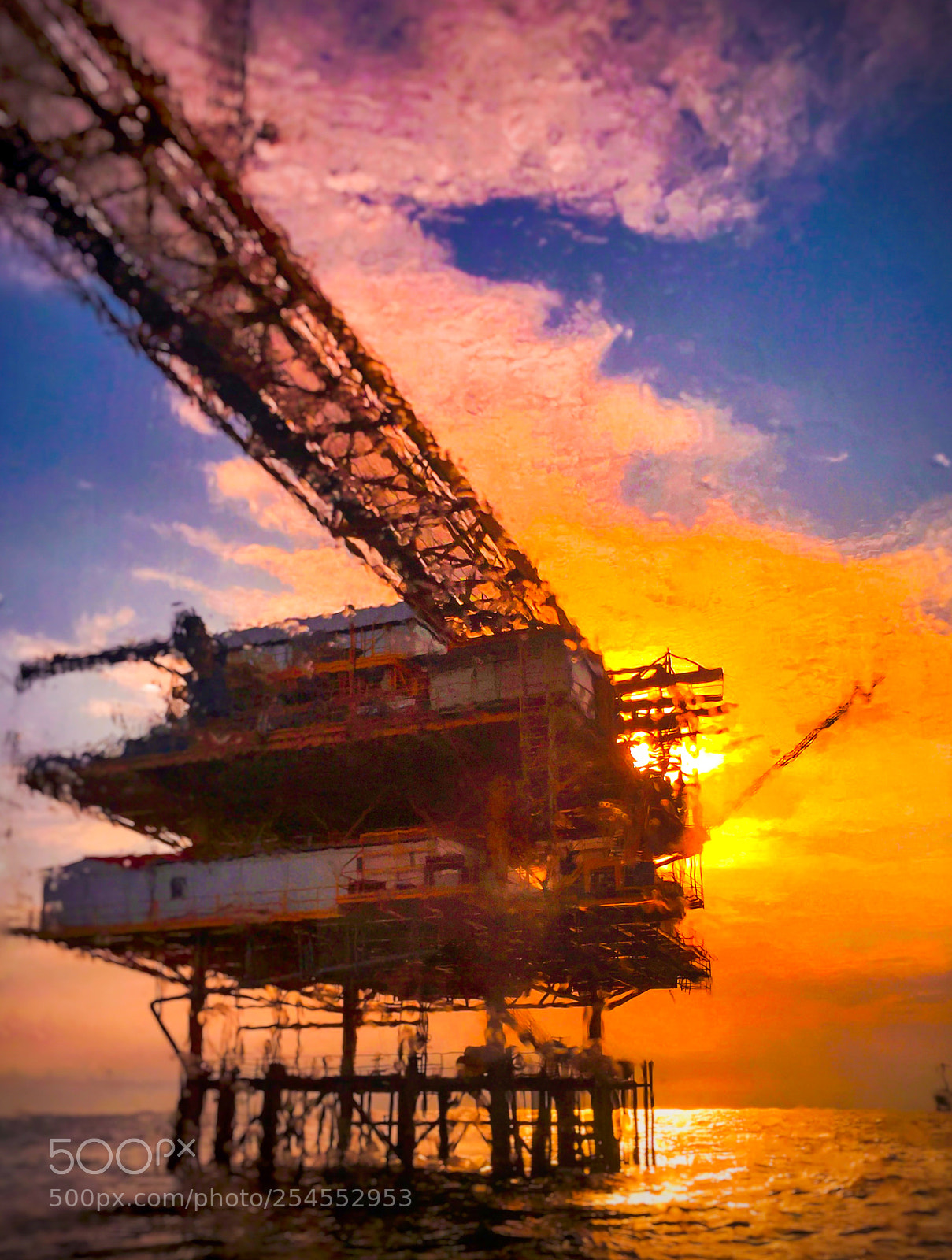 Apple iPhone 6 sample photo. Oil platform during sunset photography