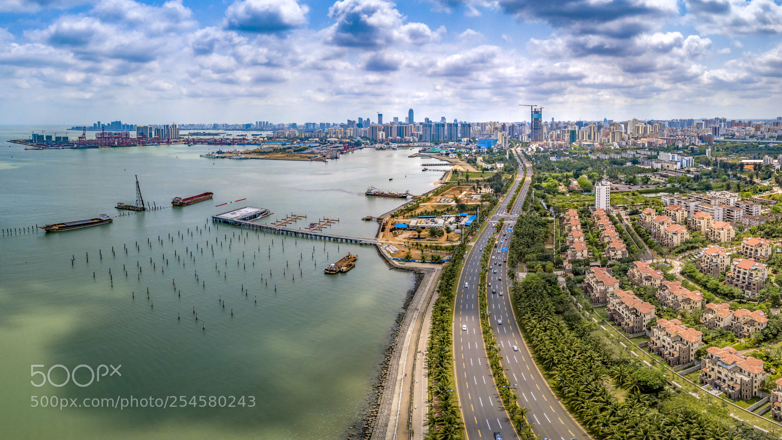 DJI FC220 sample photo. Harbour and cityscape of photography