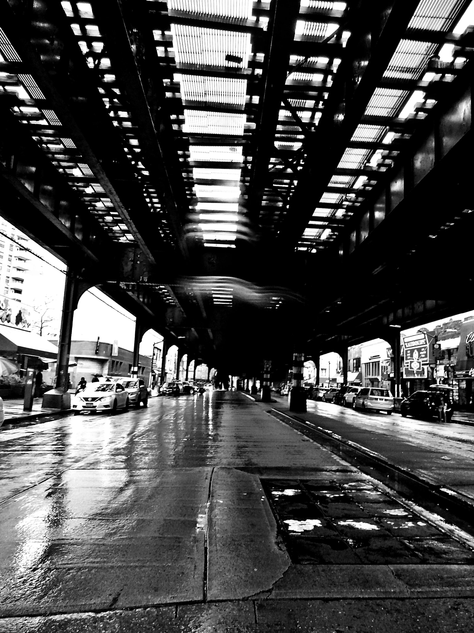 Sony DSC-WX150 sample photo. Under the el (rainy day) photography