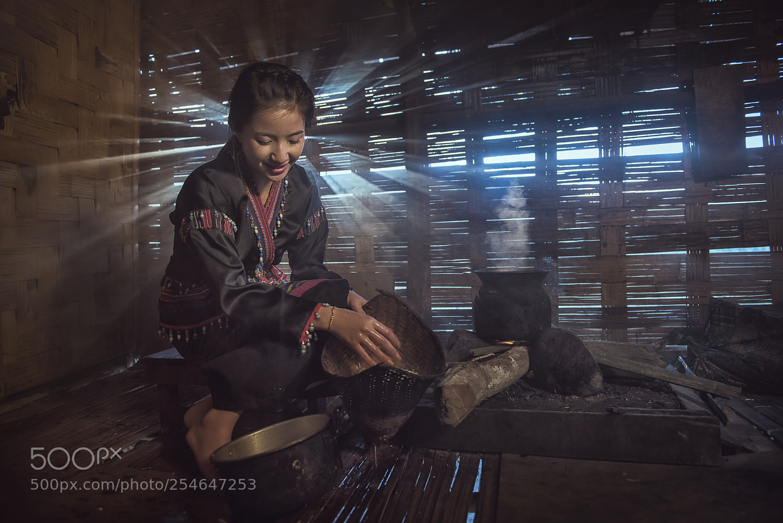 Nikon D810 sample photo. Laos village women cooking photography
