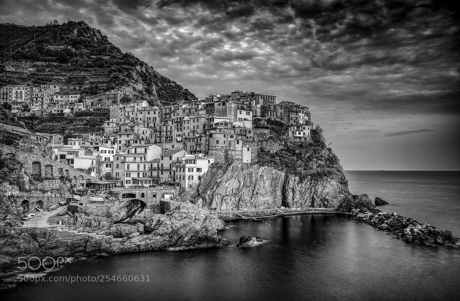 Nikon D800 sample photo. Manarola bw photography