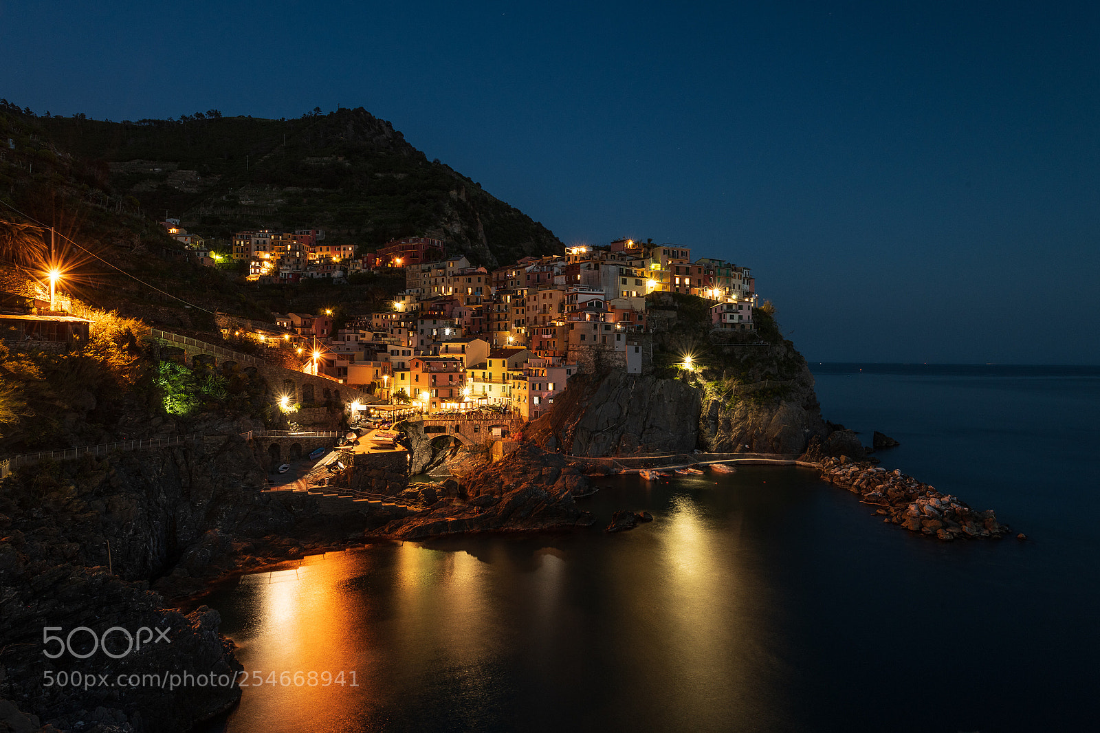 Nikon D850 sample photo. Manarola blue hour photography