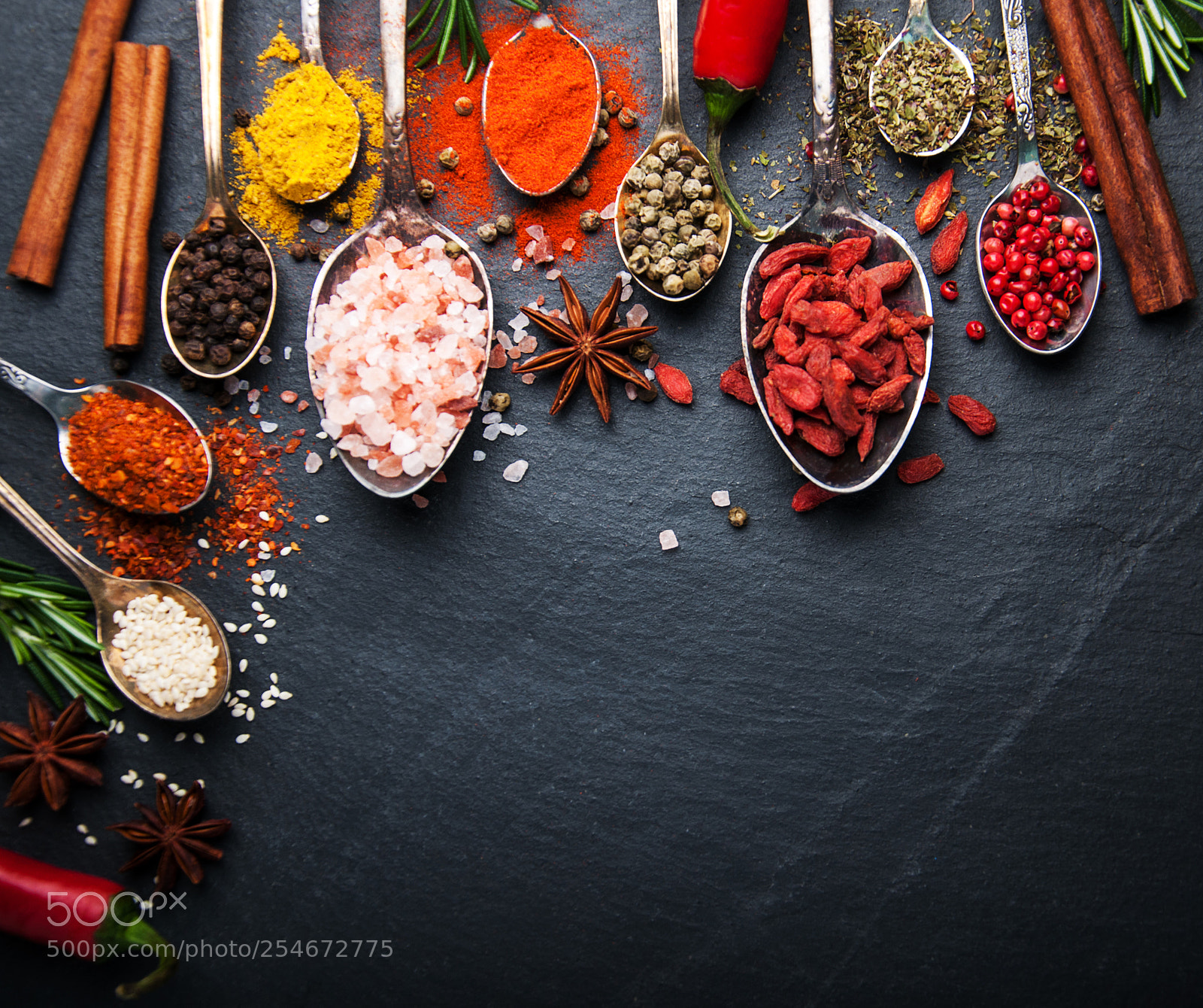 Nikon D90 sample photo. Different kind of spices photography