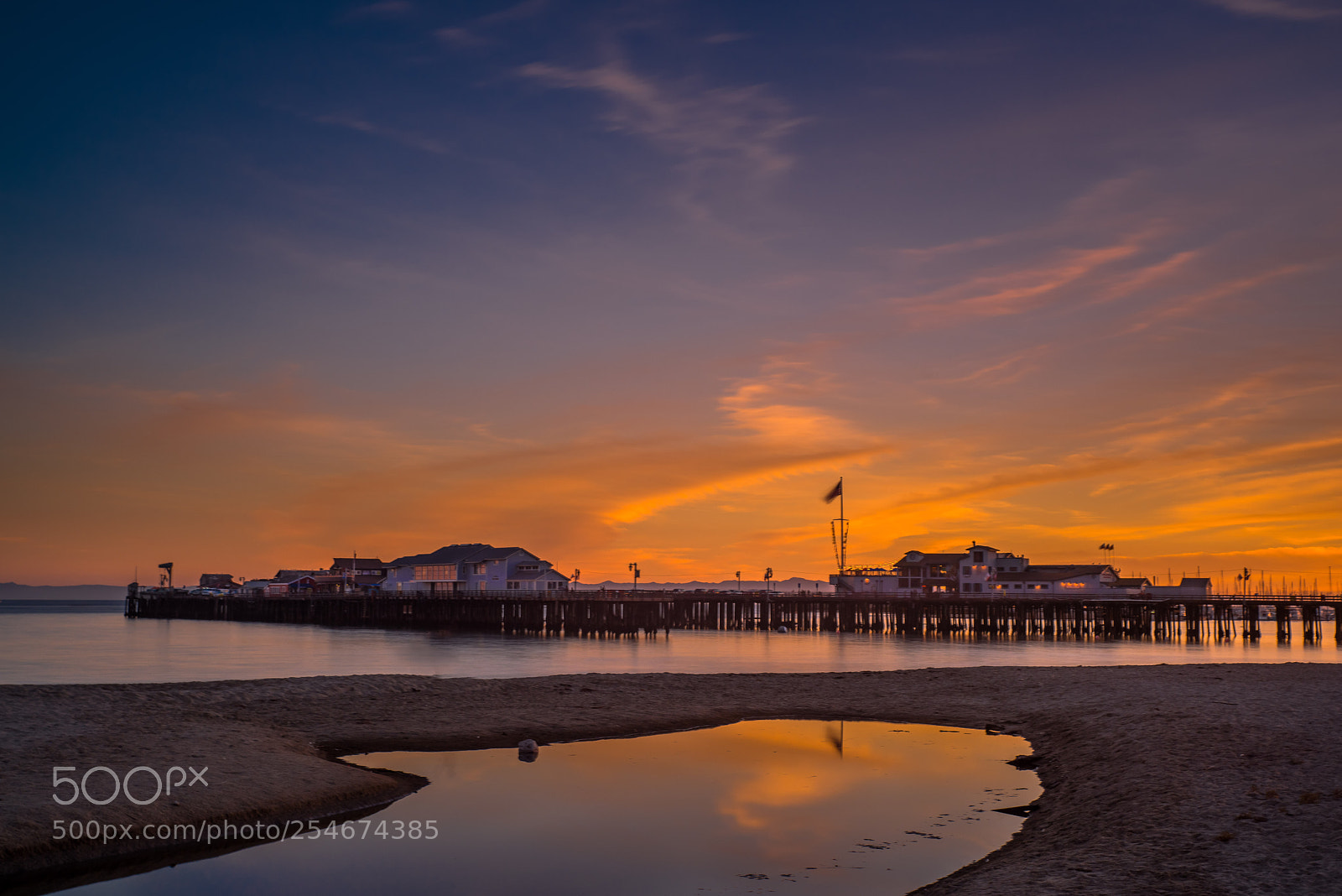 Pentax K-1 sample photo. Stearns wharf blue hour photography