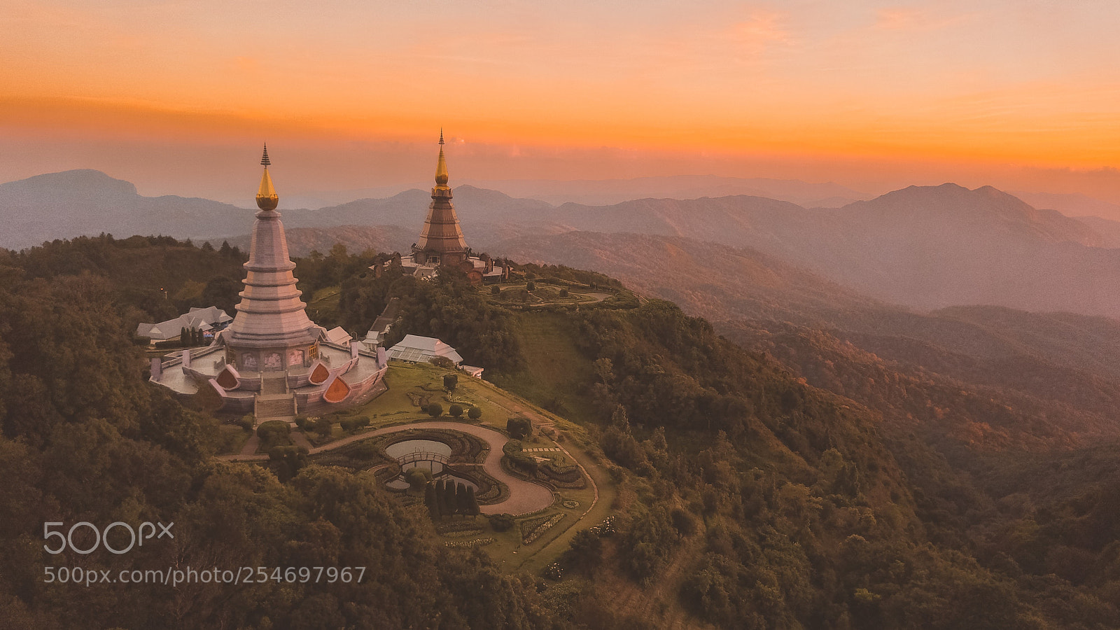 DJI FC220 sample photo. Spires of doi inthanon photography