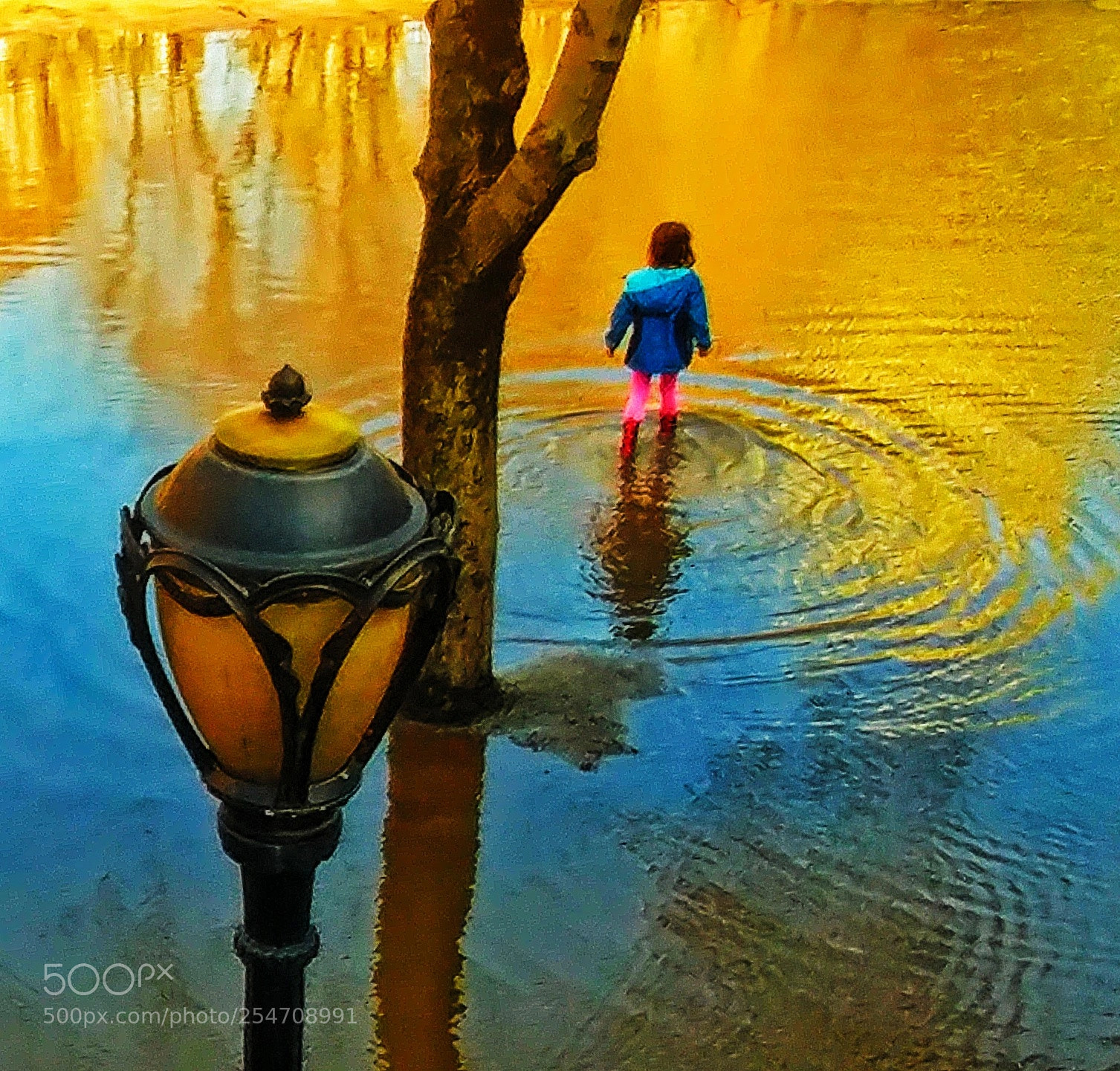 LG G5 sample photo. Girl walking across lake photography