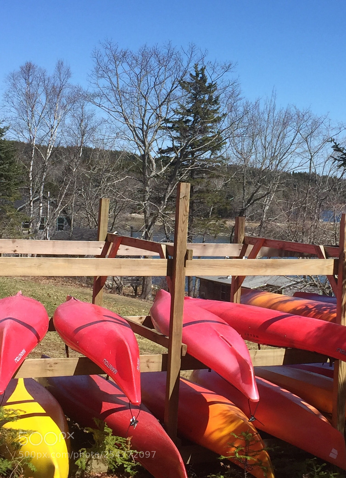 Apple iPhone 6 sample photo. Colorful kayaks in maine photography
