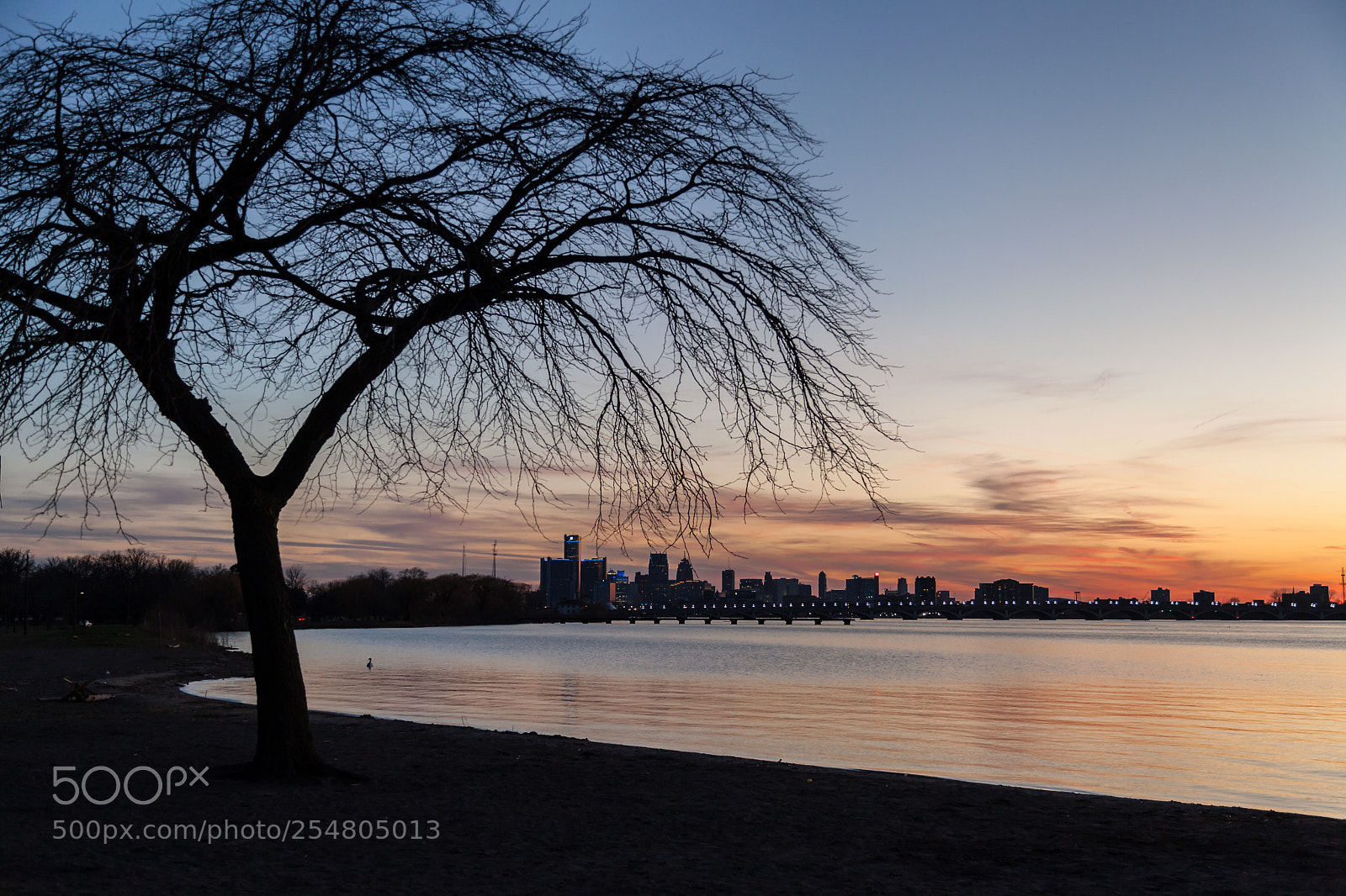 Canon EOS 5D Mark II sample photo. Downtown detroit at sunset photography