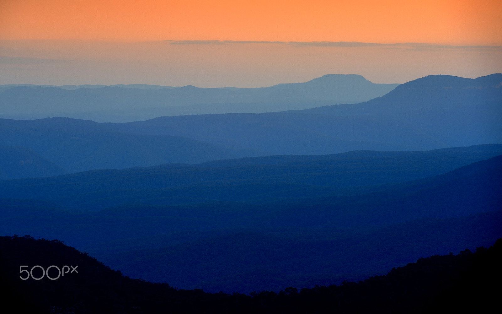 Nikon AF-S Nikkor 70-200mm F2.8G ED VR II sample photo. The layers of the blue mountains during sunset photography
